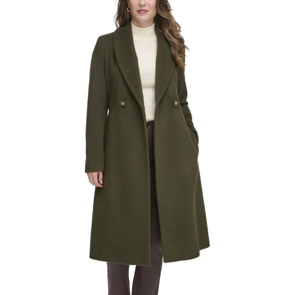 Calvin Klein Dark Olive Green Wool Coat